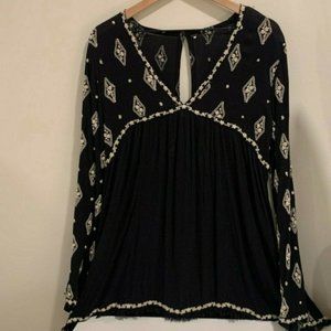 Free People Women's Black Patterned Tunic